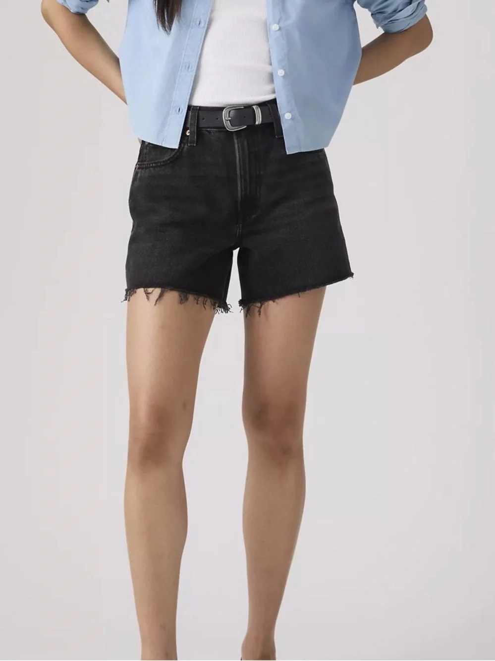 Levi's Black Denim Ribcage Shorts
